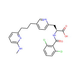 CNc1cccc(CCCc2ccc(C[C@H](NC(=O)c3c(Cl)cccc3Cl)C(=O)O)nc2)n1 ZINC000084758266