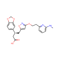 CNc1cccc(CCOc2cc(C[C@@H](CC(=O)O)c3ccc4c(c3)OCO4)on2)n1 ZINC000036269282