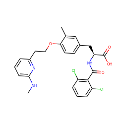 CNc1cccc(CCOc2ccc(C[C@H](NC(=O)c3c(Cl)cccc3Cl)C(=O)O)cc2C)n1 ZINC000084654726