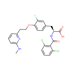 CNc1cccc(CCOc2ccc(C[C@H](NC(=O)c3c(Cl)cccc3Cl)C(=O)O)cc2F)n1 ZINC000084655499