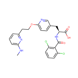 CNc1cccc(CCOc2ccc(C[C@H](NC(=O)c3c(Cl)cccc3Cl)C(=O)O)cn2)n1 ZINC000084669179