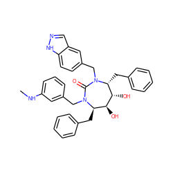 CNc1cccc(CN2C(=O)N(Cc3ccc4[nH]ncc4c3)[C@H](Cc3ccccc3)[C@H](O)[C@@H](O)[C@H]2Cc2ccccc2)c1 ZINC000026481317