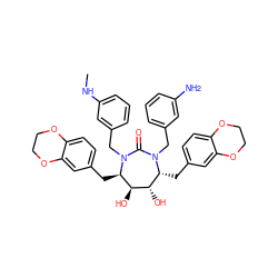 CNc1cccc(CN2C(=O)N(Cc3cccc(N)c3)[C@H](Cc3ccc4c(c3)OCCO4)[C@H](O)[C@@H](O)[C@H]2Cc2ccc3c(c2)OCCO3)c1 ZINC000029241138