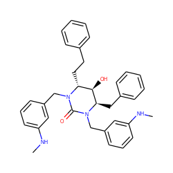 CNc1cccc(CN2C(=O)N(Cc3cccc(NC)c3)[C@H](Cc3ccccc3)[C@H](O)[C@H]2CCc2ccccc2)c1 ZINC000014943296