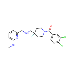 CNc1cccc(CNCC2(F)CCN(C(=O)c3ccc(Cl)c(Cl)c3)CC2)n1 ZINC000000581883