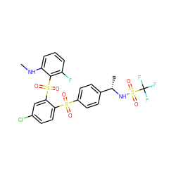 CNc1cccc(F)c1S(=O)(=O)c1cc(Cl)ccc1S(=O)(=O)c1ccc([C@H](C)NS(=O)(=O)C(F)(F)F)cc1 ZINC000028898872