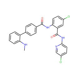 CNc1ccccc1-c1ccc(C(=O)Nc2ccc(Cl)cc2C(=O)Nc2ccc(Cl)cn2)cc1 ZINC000028094607