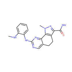 CNc1ccccc1Nc1ncc2c(n1)-c1c(c(C(N)=O)nn1C)CC2 ZINC000049073264