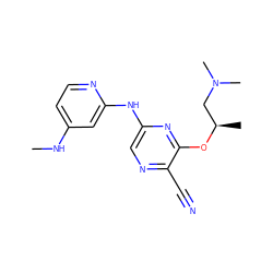 CNc1ccnc(Nc2cnc(C#N)c(O[C@H](C)CN(C)C)n2)c1 ZINC000095560914