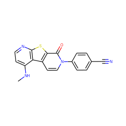 CNc1ccnc2sc3c(=O)n(-c4ccc(C#N)cc4)ccc3c12 ZINC000073292051