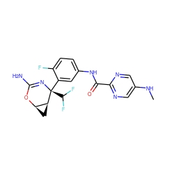 CNc1cnc(C(=O)Nc2ccc(F)c([C@@]3(C(F)F)N=C(N)O[C@@H]4C[C@@H]43)c2)nc1 ZINC000226112050