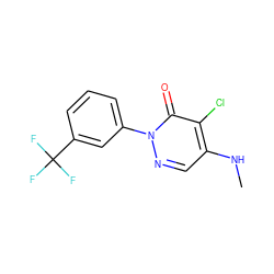 CNc1cnn(-c2cccc(C(F)(F)F)c2)c(=O)c1Cl ZINC000000271610