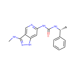 CNc1n[nH]c2cc(NC(=O)N[C@H](C)c3ccccc3)ncc12 ZINC000210699100