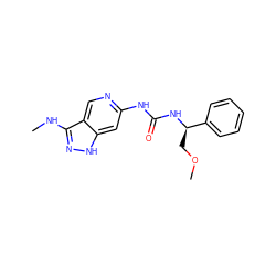 CNc1n[nH]c2cc(NC(=O)N[C@H](COC)c3ccccc3)ncc12 ZINC001772621812