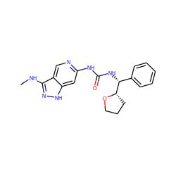 CNc1n[nH]c2cc(NC(=O)N[C@H](c3ccccc3)[C@@H]3CCCO3)ncc12 ZINC000210841934