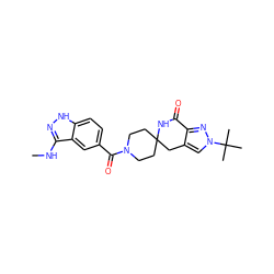 CNc1n[nH]c2ccc(C(=O)N3CCC4(CC3)Cc3cn(C(C)(C)C)nc3C(=O)N4)cc12 ZINC000261128178