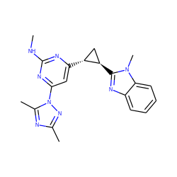 CNc1nc([C@@H]2C[C@H]2c2nc3ccccc3n2C)cc(-n2nc(C)nc2C)n1 ZINC000205284658