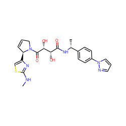 CNc1nc([C@H]2C=CCN2C(=O)[C@H](O)[C@@H](O)C(=O)N[C@H](C)c2ccc(-n3cccn3)cc2)cs1 ZINC000071405081