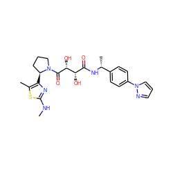 CNc1nc([C@H]2CCCN2C(=O)[C@H](O)[C@@H](O)C(=O)N[C@H](C)c2ccc(-n3cccn3)cc2)c(C)s1 ZINC000071341517