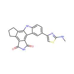 CNc1nc(-c2ccc3[nH]c4c5c(c6c(c4c3c2)C(=O)NC6=O)CCC5)cs1 ZINC000028897214