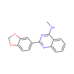 CNc1nc(-c2ccc3c(c2)OCO3)nc2ccccc12 ZINC000004265722