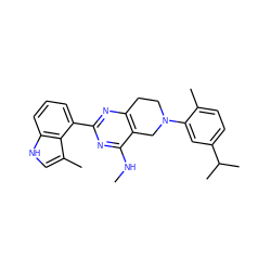 CNc1nc(-c2cccc3[nH]cc(C)c23)nc2c1CN(c1cc(C(C)C)ccc1C)CC2 ZINC000146994532