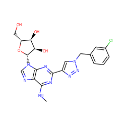 CNc1nc(-c2cn(Cc3cccc(Cl)c3)nn2)nc2c1ncn2[C@@H]1O[C@H](CO)[C@@H](O)[C@H]1O ZINC000034800821