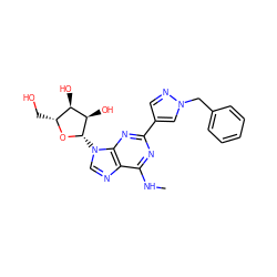 CNc1nc(-c2cnn(Cc3ccccc3)c2)nc2c1ncn2[C@@H]1O[C@H](CO)[C@@H](O)[C@H]1O ZINC000013582959