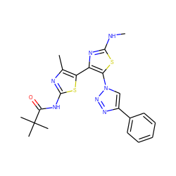 CNc1nc(-c2sc(NC(=O)C(C)(C)C)nc2C)c(-n2cc(-c3ccccc3)nn2)s1 ZINC000084688557