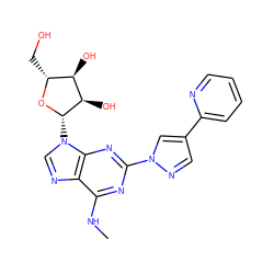 CNc1nc(-n2cc(-c3ccccn3)cn2)nc2c1ncn2[C@@H]1O[C@H](CO)[C@@H](O)[C@H]1O ZINC000013582932