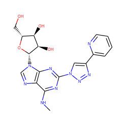 CNc1nc(-n2cc(-c3ccccn3)nn2)nc2c1ncn2[C@@H]1O[C@H](CO)[C@@H](O)[C@H]1O ZINC000034800831