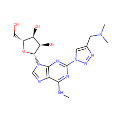 CNc1nc(-n2cc(CN(C)C)nn2)nc2c1ncn2[C@@H]1O[C@H](CO)[C@@H](O)[C@H]1O ZINC000034800829