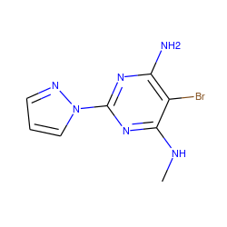 CNc1nc(-n2cccn2)nc(N)c1Br ZINC000149283548