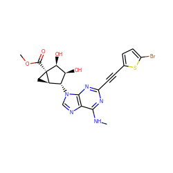 CNc1nc(C#Cc2ccc(Br)s2)nc2c1ncn2[C@H]1[C@H](O)[C@H](O)[C@]2(C(=O)OC)C[C@H]12 ZINC001772627479