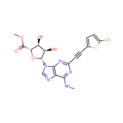 CNc1nc(C#Cc2ccc(Cl)s2)nc2c1ncn2[C@@H]1O[C@H](C(=O)OC)[C@@H](O)[C@H]1O ZINC001772639596