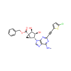 CNc1nc(C#Cc2ccc(Cl)s2)nc2c1ncn2[C@H]1[C@H](O)[C@H](O)[C@]2(C(=O)OCc3ccccc3)C[C@H]12 ZINC001772650400