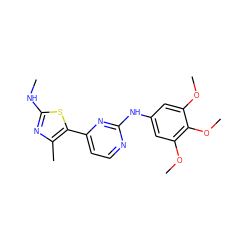 CNc1nc(C)c(-c2ccnc(Nc3cc(OC)c(OC)c(OC)c3)n2)s1 ZINC000034641505