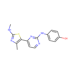 CNc1nc(C)c(-c2ccnc(Nc3ccc(O)cc3)n2)s1 ZINC000002047390