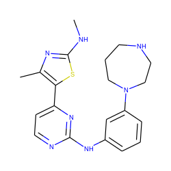 CNc1nc(C)c(-c2ccnc(Nc3cccc(N4CCCNCC4)c3)n2)s1 ZINC000095603580