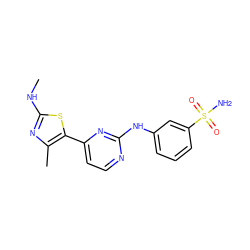 CNc1nc(C)c(-c2ccnc(Nc3cccc(S(N)(=O)=O)c3)n2)s1 ZINC000038224817