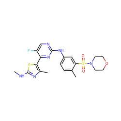 CNc1nc(C)c(-c2nc(Nc3ccc(C)c(S(=O)(=O)N4CCOCC4)c3)ncc2F)s1 ZINC000103291573