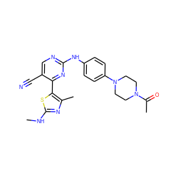 CNc1nc(C)c(-c2nc(Nc3ccc(N4CCN(C(C)=O)CC4)cc3)ncc2C#N)s1 ZINC000095603258