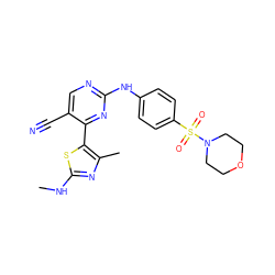 CNc1nc(C)c(-c2nc(Nc3ccc(S(=O)(=O)N4CCOCC4)cc3)ncc2C#N)s1 ZINC000095594238