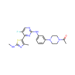 CNc1nc(C)c(-c2nc(Nc3cccc(N4CCN(C(C)=O)CC4)c3)ncc2F)s1 ZINC000095604947