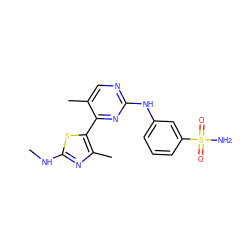 CNc1nc(C)c(-c2nc(Nc3cccc(S(N)(=O)=O)c3)ncc2C)s1 ZINC000095601753