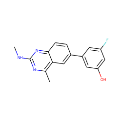 CNc1nc(C)c2cc(-c3cc(O)cc(F)c3)ccc2n1 ZINC000095564482