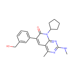 CNc1nc(C)c2cc(-c3cccc(CO)c3)c(=O)n(C3CCCC3)c2n1 ZINC000058650484