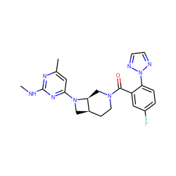 CNc1nc(C)cc(N2C[C@@H]3CCN(C(=O)c4cc(F)ccc4-n4nccn4)C[C@@H]32)n1 ZINC000150132209