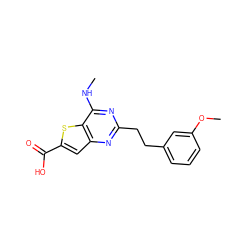 CNc1nc(CCc2cccc(OC)c2)nc2cc(C(=O)O)sc12 ZINC001772604933