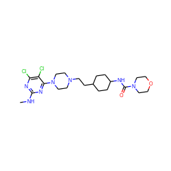 CNc1nc(Cl)c(Cl)c(N2CCN(CCC3CCC(NC(=O)N4CCOCC4)CC3)CC2)n1 ZINC000147058539